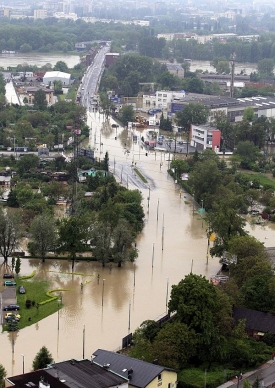 Povodně v Krakově.